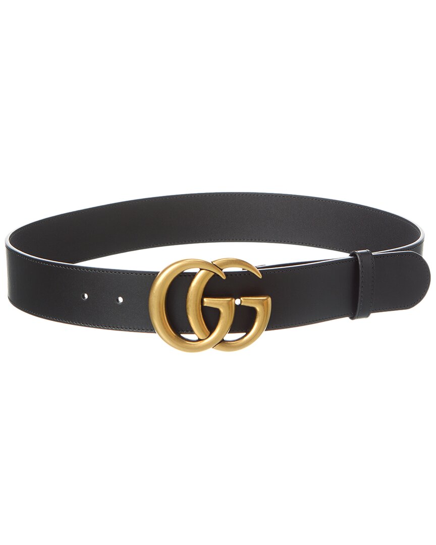 Gucci Gg Leather Belt In Black