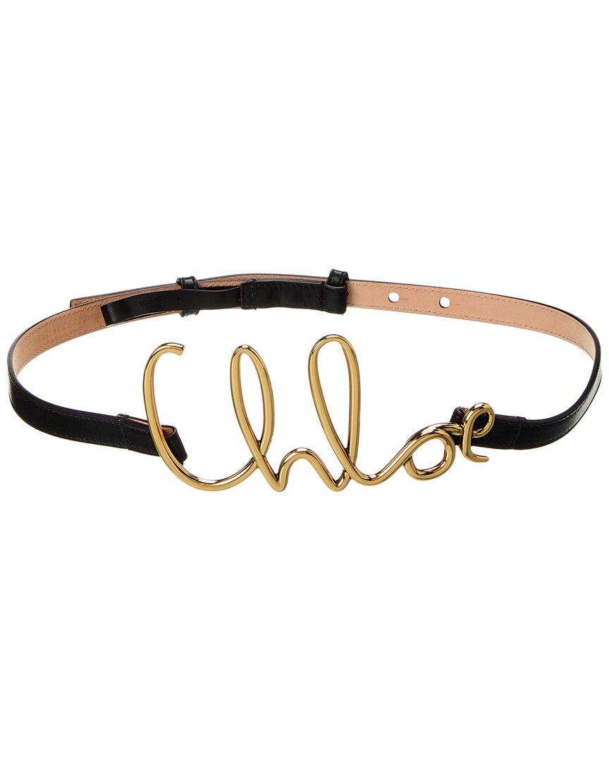 Chloé Iconic Leather Belt Gold-tone Hardware In Black