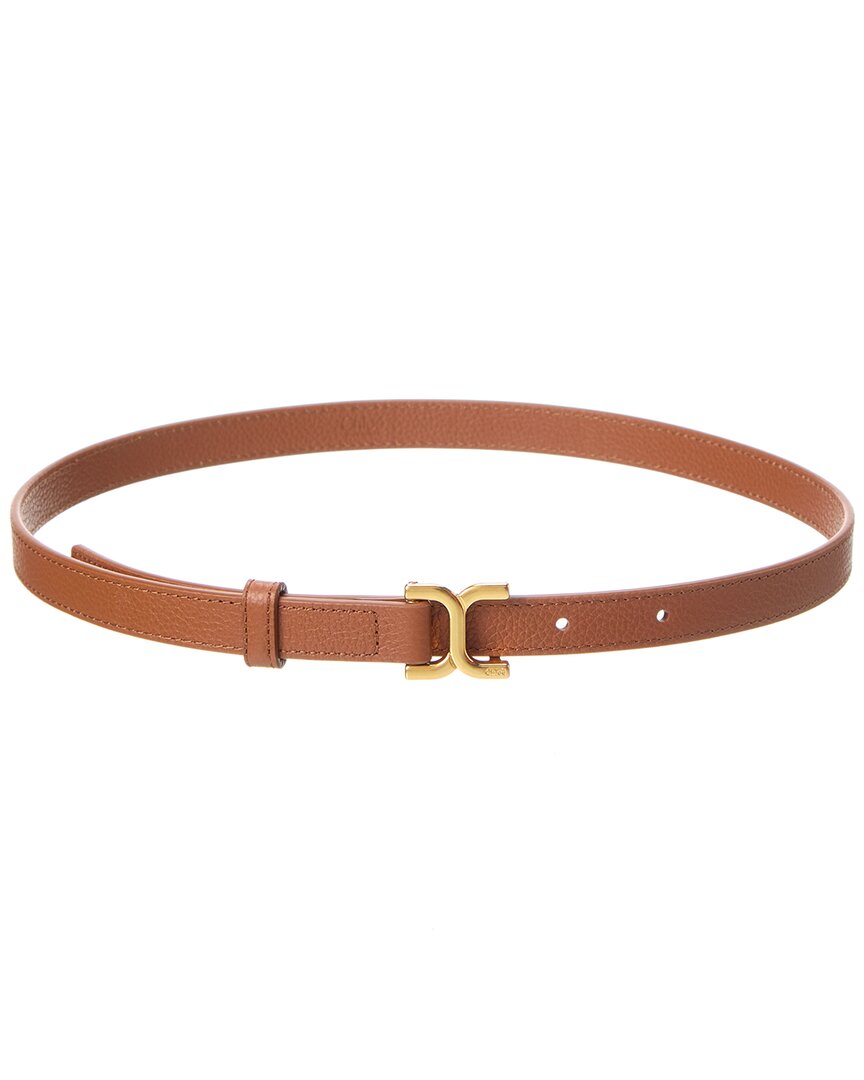 Chloé Marcie Small Leather Belt In Burgundy