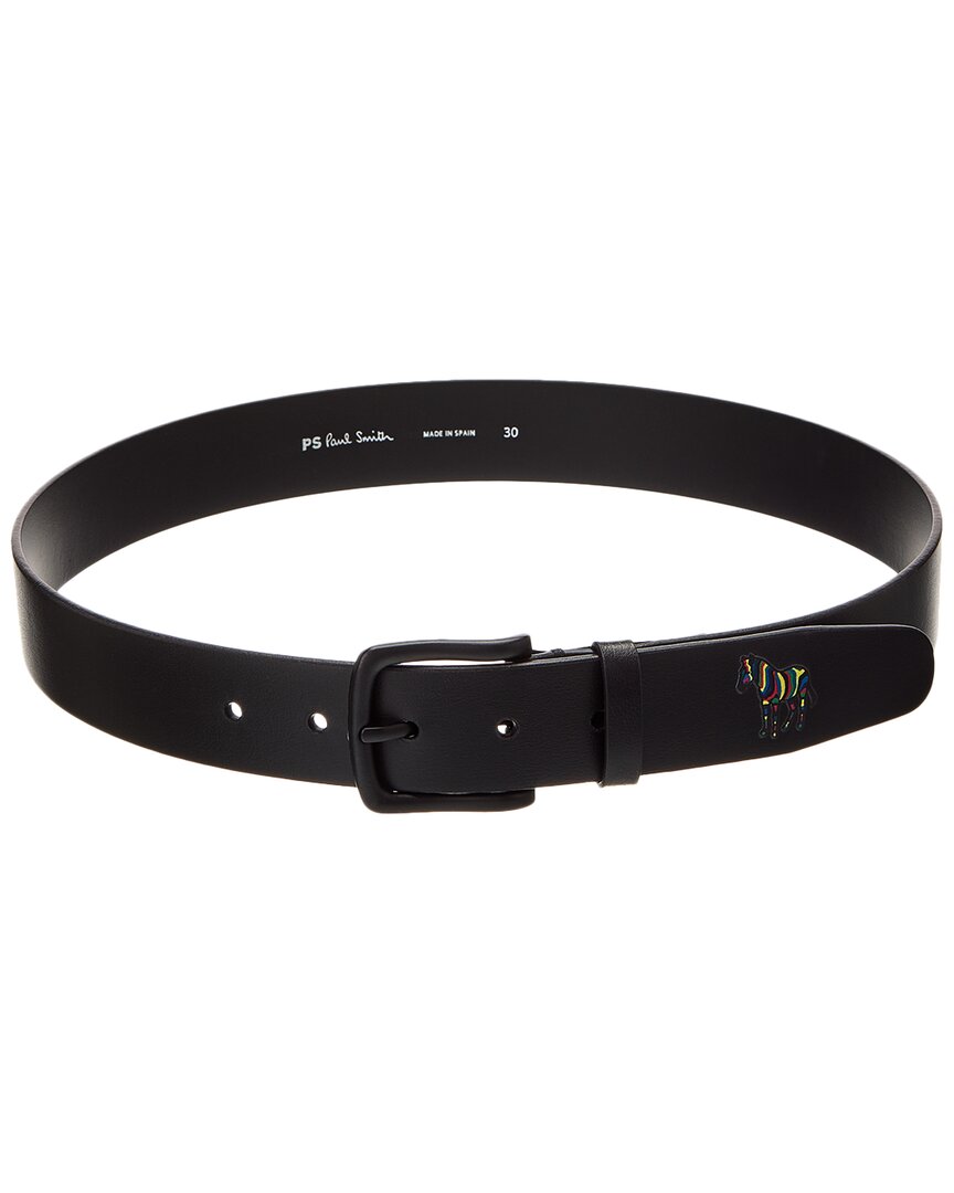 Ps By Paul Smith Ps Paul Smith Zebra Leather Belt In Black