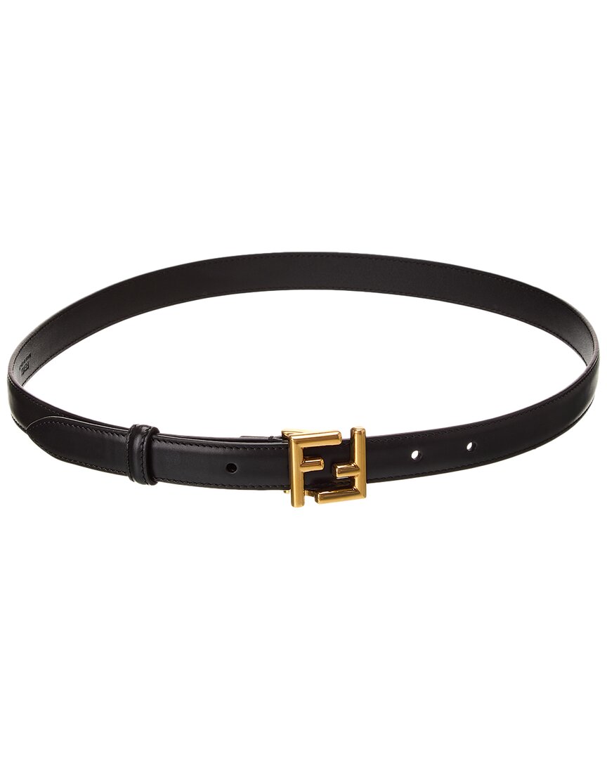 Fendi Ff Buckle Leather Belt In Black