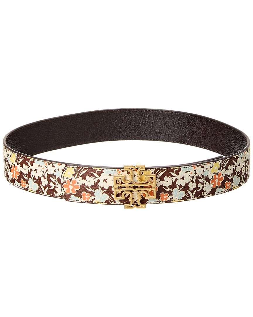 Tory Burch Britten Logo Reversible Printed Leather Belt