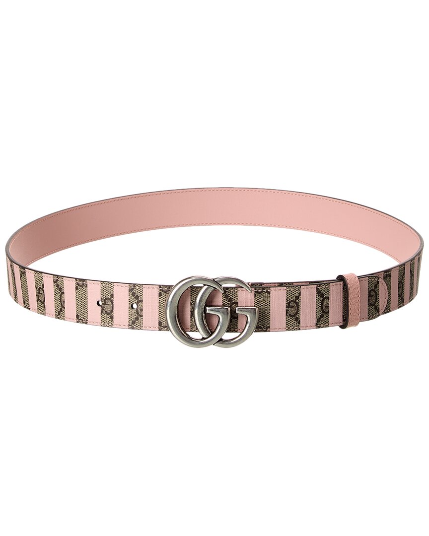 Gucci Gg Supreme Canvas & Leather Belt In Beige