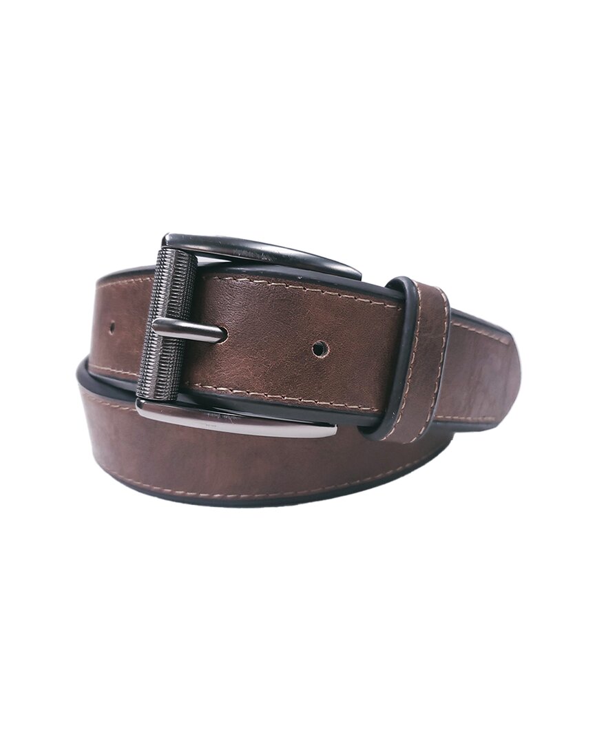 Savile Row Stunning Casual Beveled Edge Leather Belt In Brown
