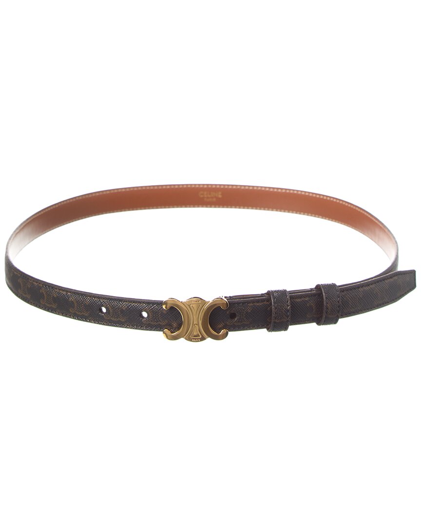 Celine Triomphe Coated Canvas Belt In Brown