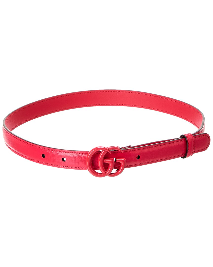 Gucci Gg Marmont Thin Leather Belt In Pink