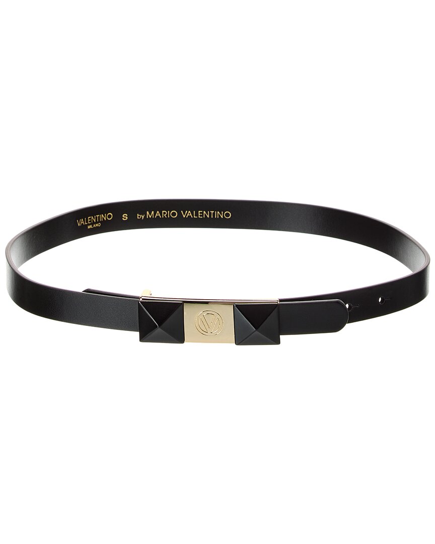 Valentino By Mario Valentino Lea Leather Belt In Black