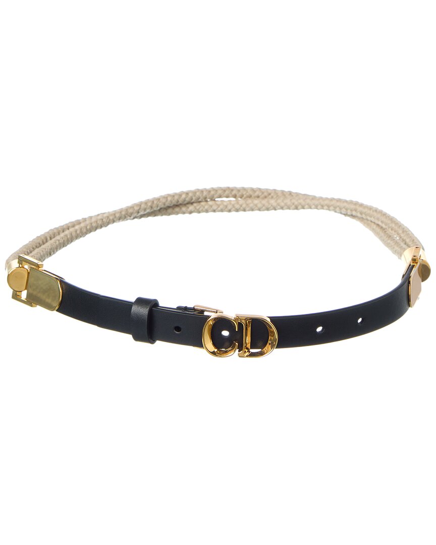 Dior C'est Rope & Leather Belt In Black