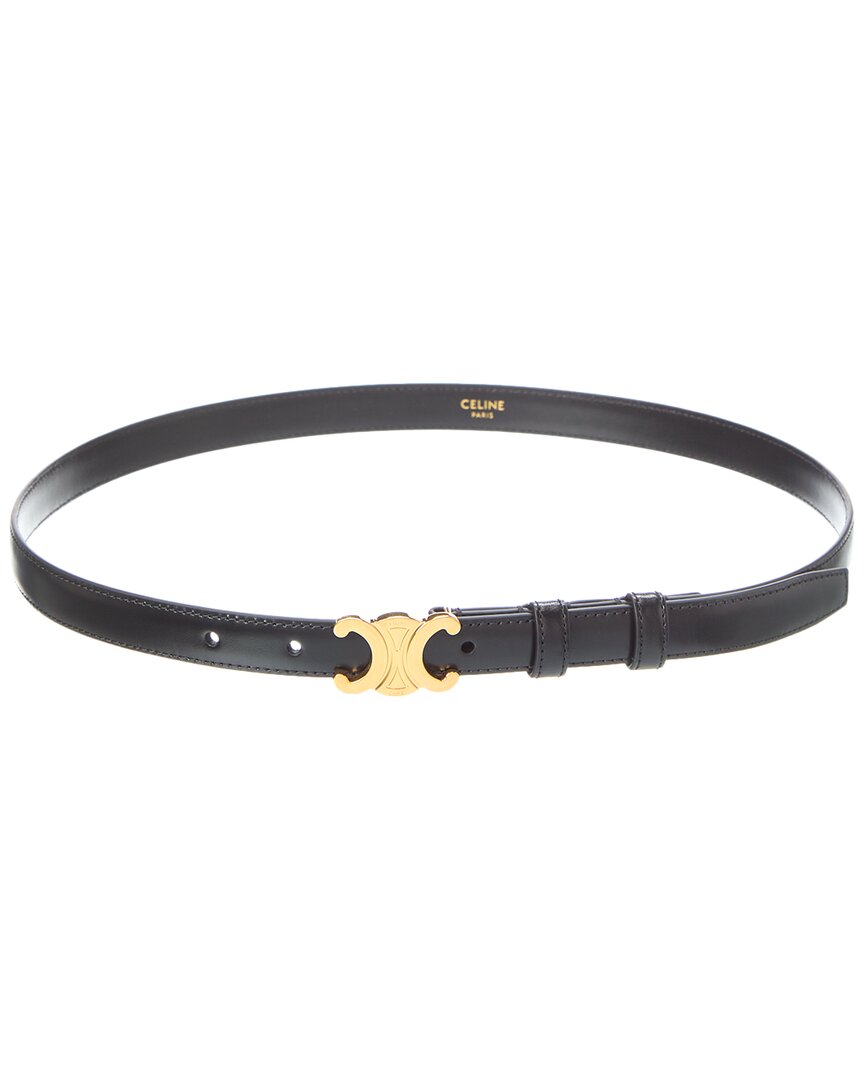 Celine Triomphe Small Leather Belt In Black