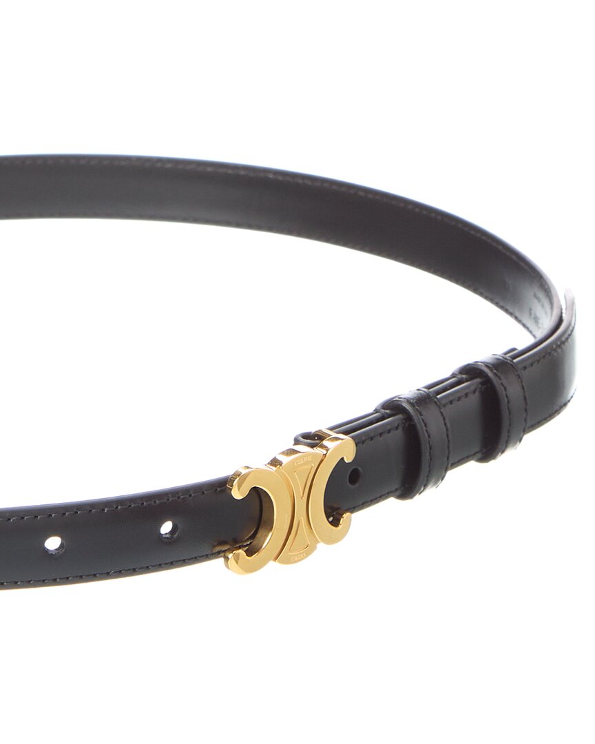 Celine Triomphe Small Leather Belt In Black