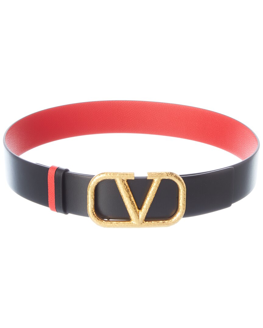 Valentino Vlogo 30mm Reversible Leather Belt In Red