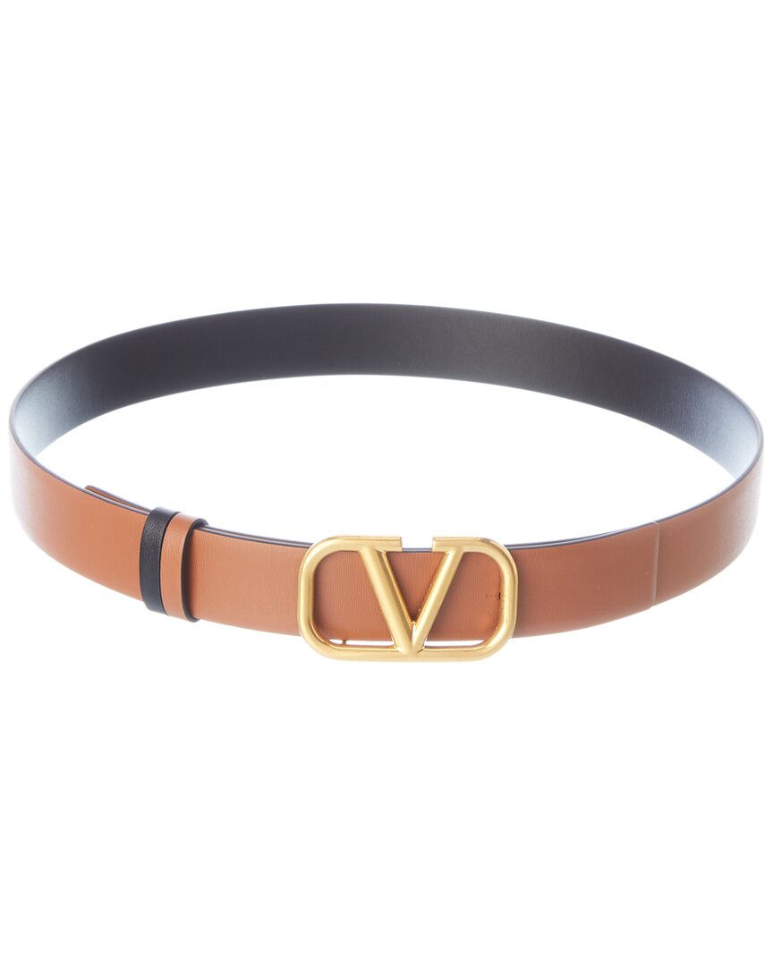 Valentino Garavani Valentino Vlogo Reversible Leather Belt In Brown