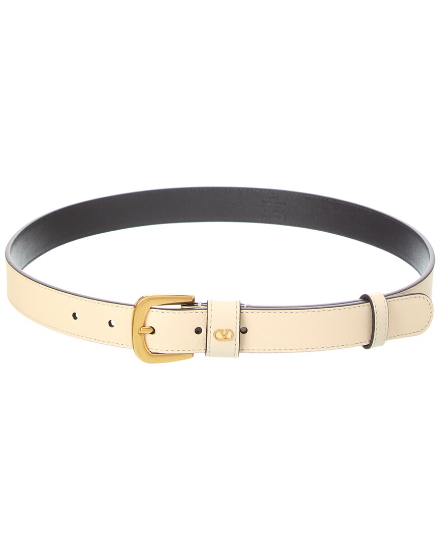 Valentino Vlogo Signature Mini Leather Belt In White