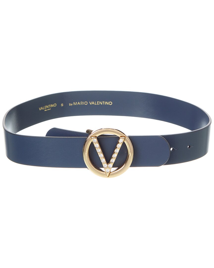 Valentino By Mario Valentino Giusy Preciosa Leather Belt In Blue