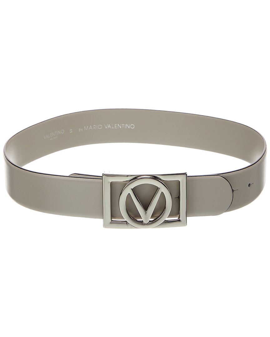 Valentino By Mario Valentino Dolly Bombe Leather Belt In Grey