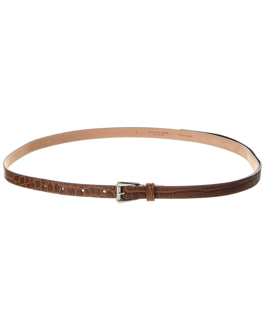 Michael Kors Collection Trapezoid Croc-embossed Leather Belt