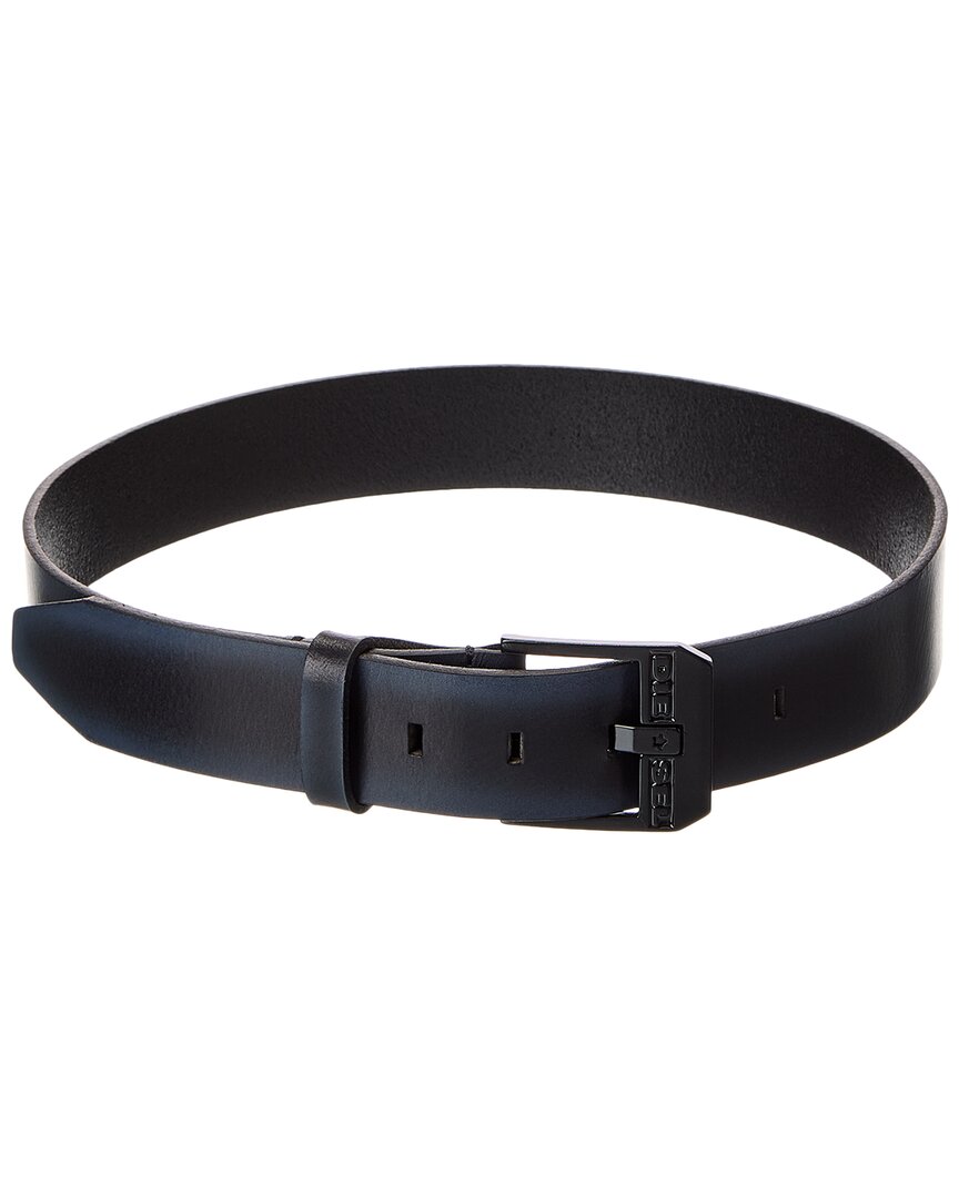 Diesel Logo Bluestar Leather Belt In Black