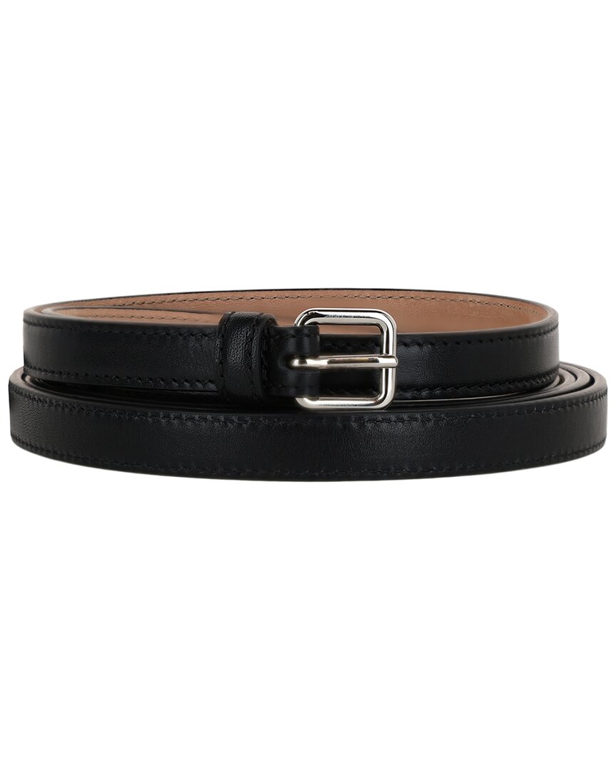 Alexander Mcqueen Long Thin Leather Belt In Black