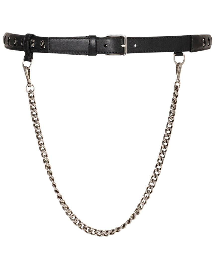 Alexander Mcqueen Chain-embellished Leather Belt In Black
