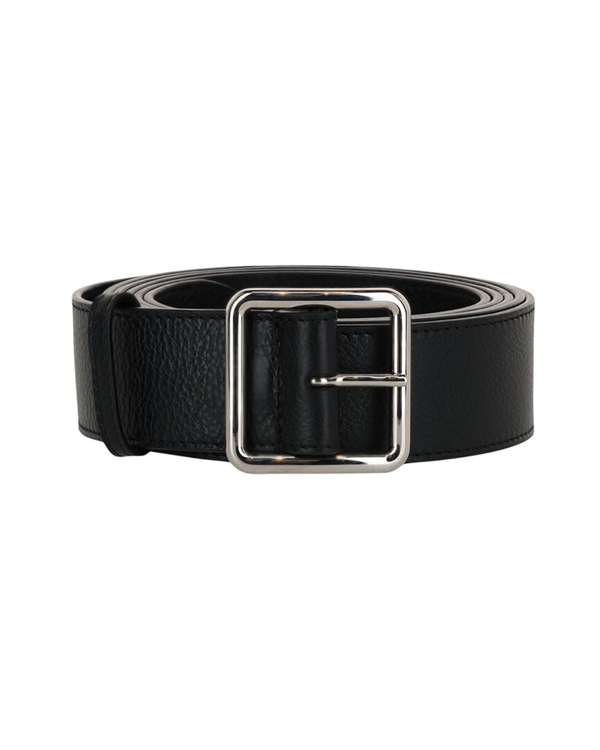 Alexander Mcqueen Long Pionier Leather Belt In Black