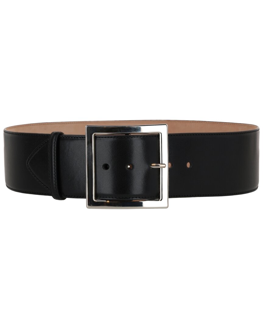 Alexander Mcqueen Ecolux Square Leather Belt In Black