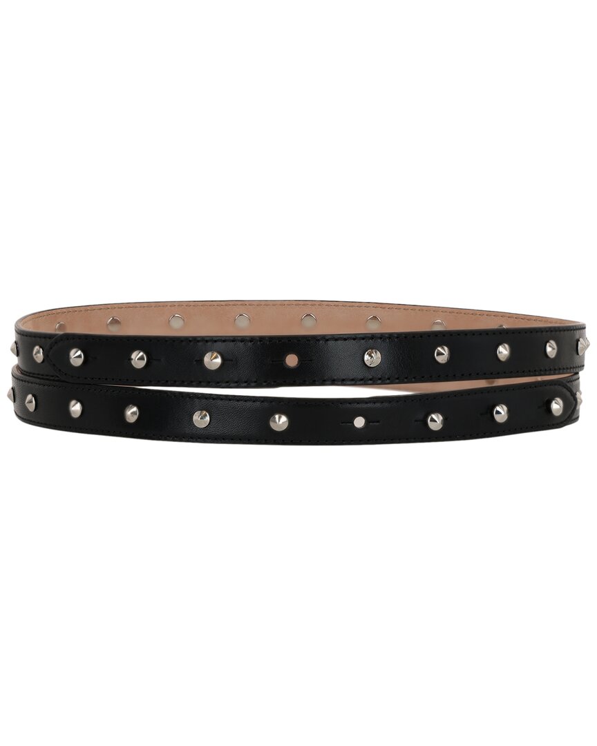 Alexander Mcqueen Studded D Thin Leather Belt In Black