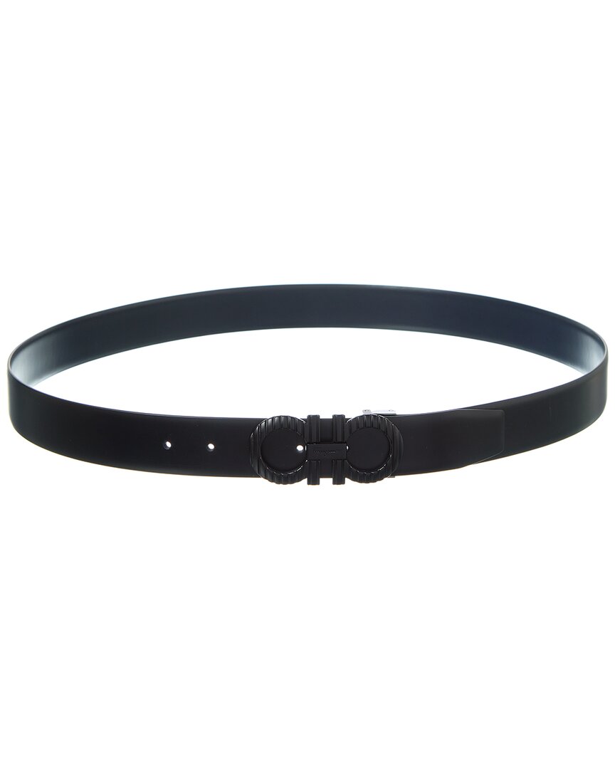Ferragamo Gancini Reversible & Adjustable Leather Belt In Grey