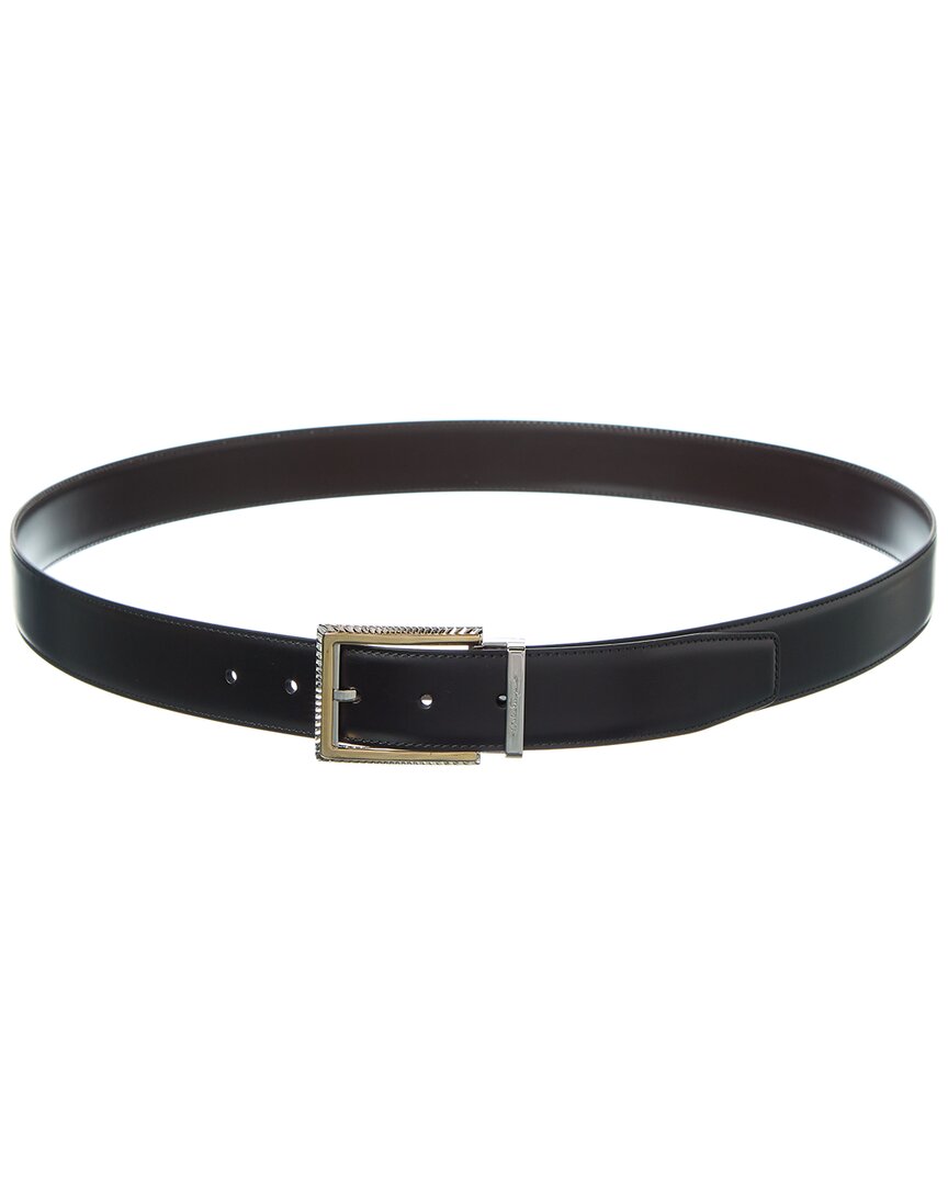 Ferragamo Reversible & Adjustable Leather Belt In Black