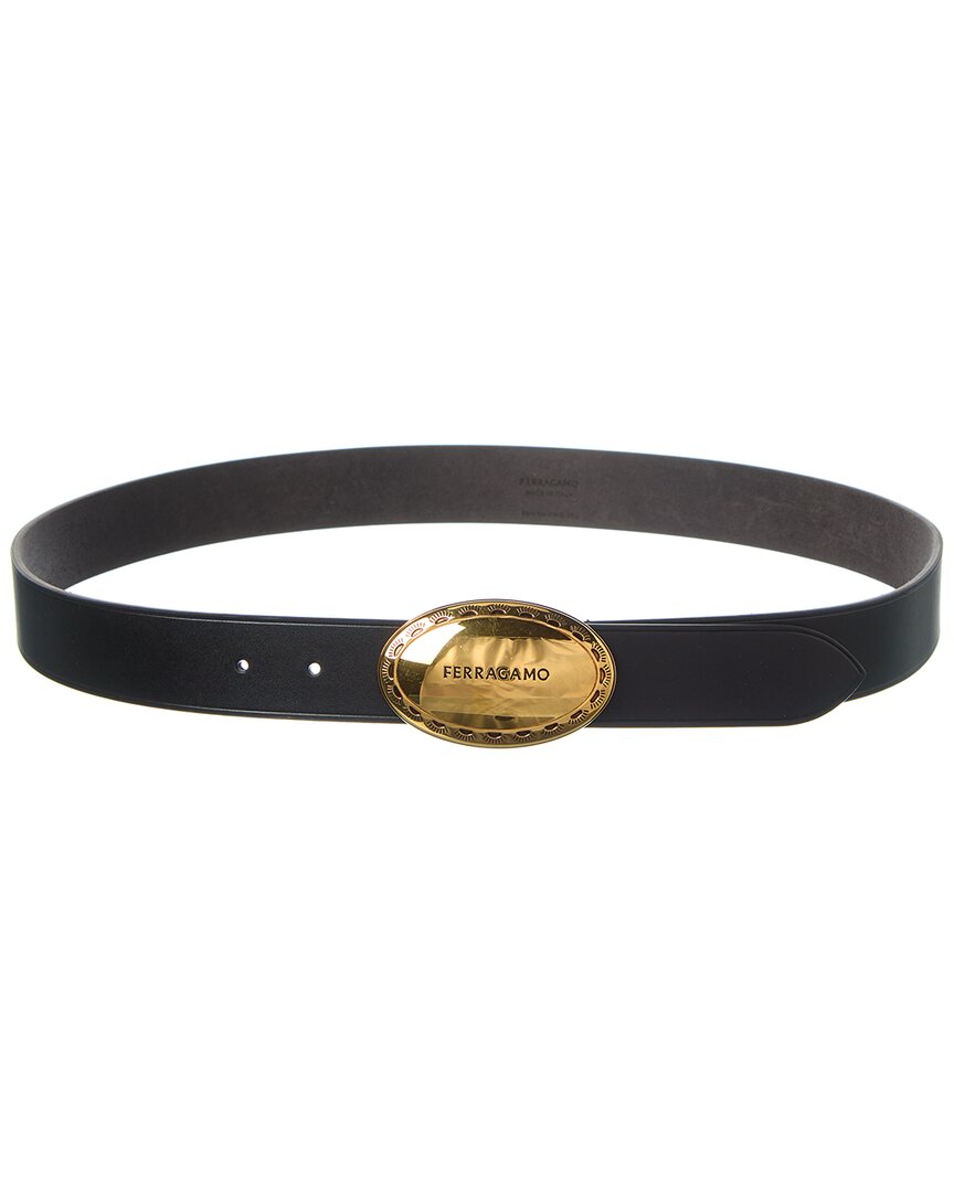 Ferragamo Leather Belt In Black