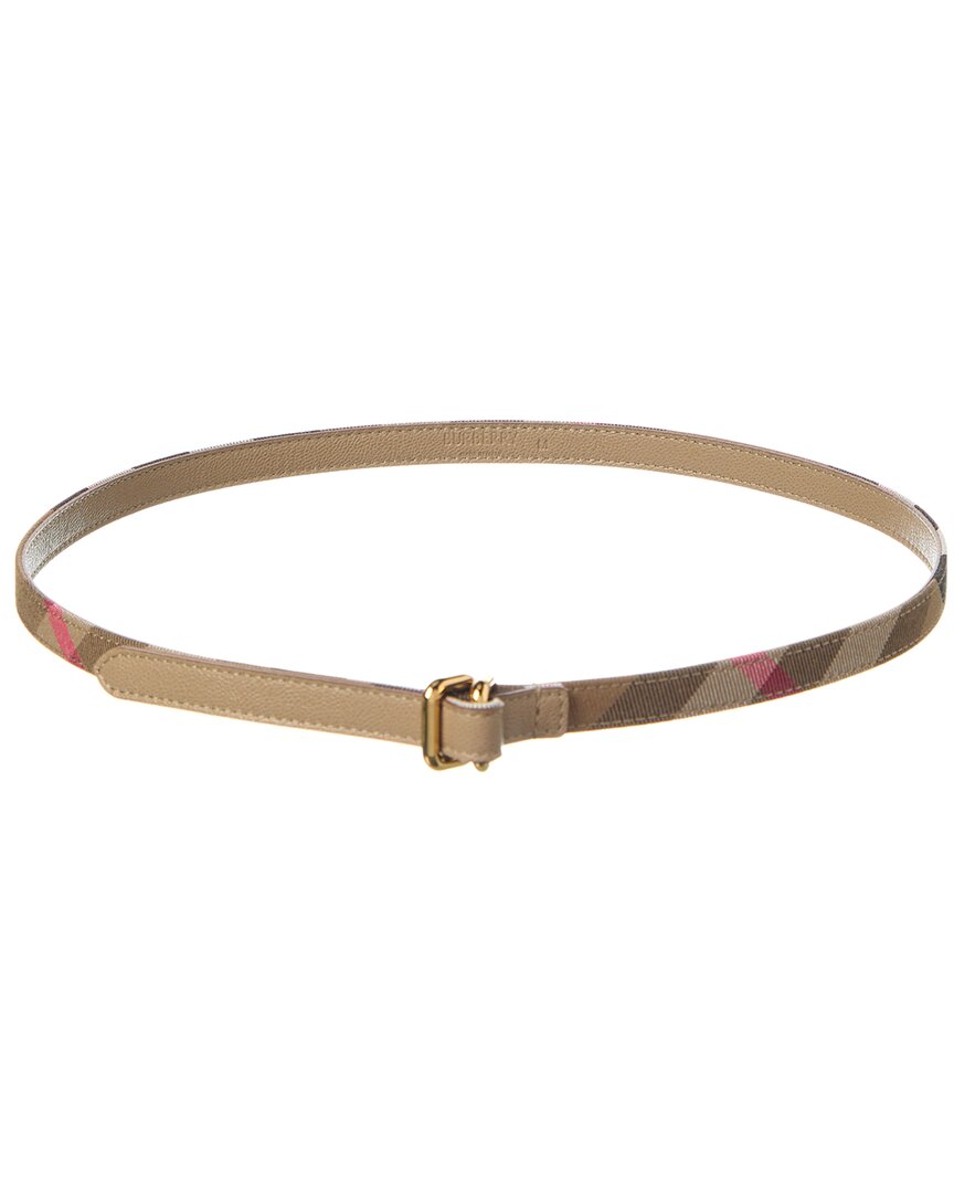 Burberry Check Canvas & Leather Belt In Multi