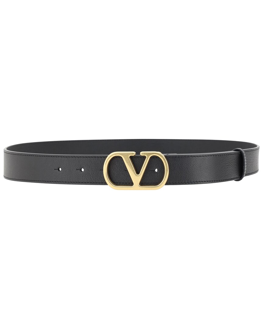 Valentino Garavani Vlogo Signature Belt In Shiny Calfskin 30 Mm Woman Black 100