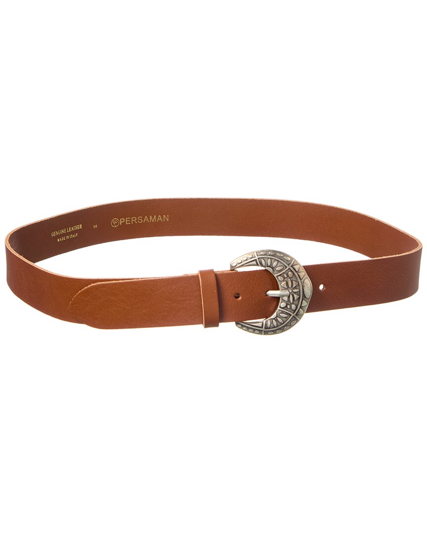 Persaman New York Lola Leather Belt In Brown