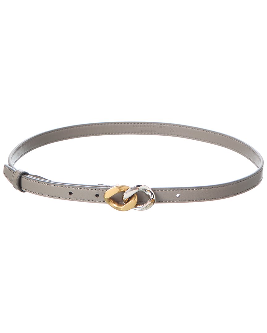 Stella Mccartney Logo Leather Buckle Belt In Gray