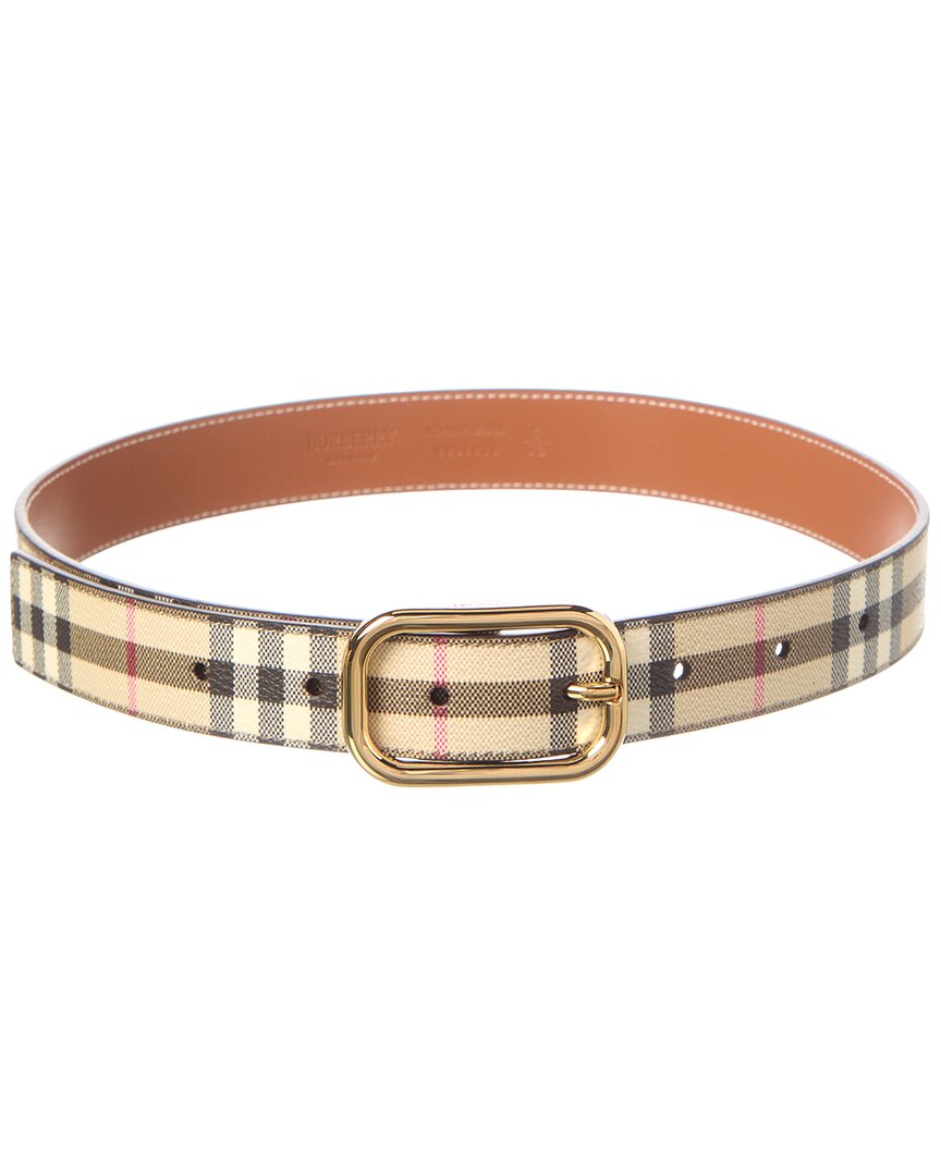 Burberry Check E-canvas & Leather Belt