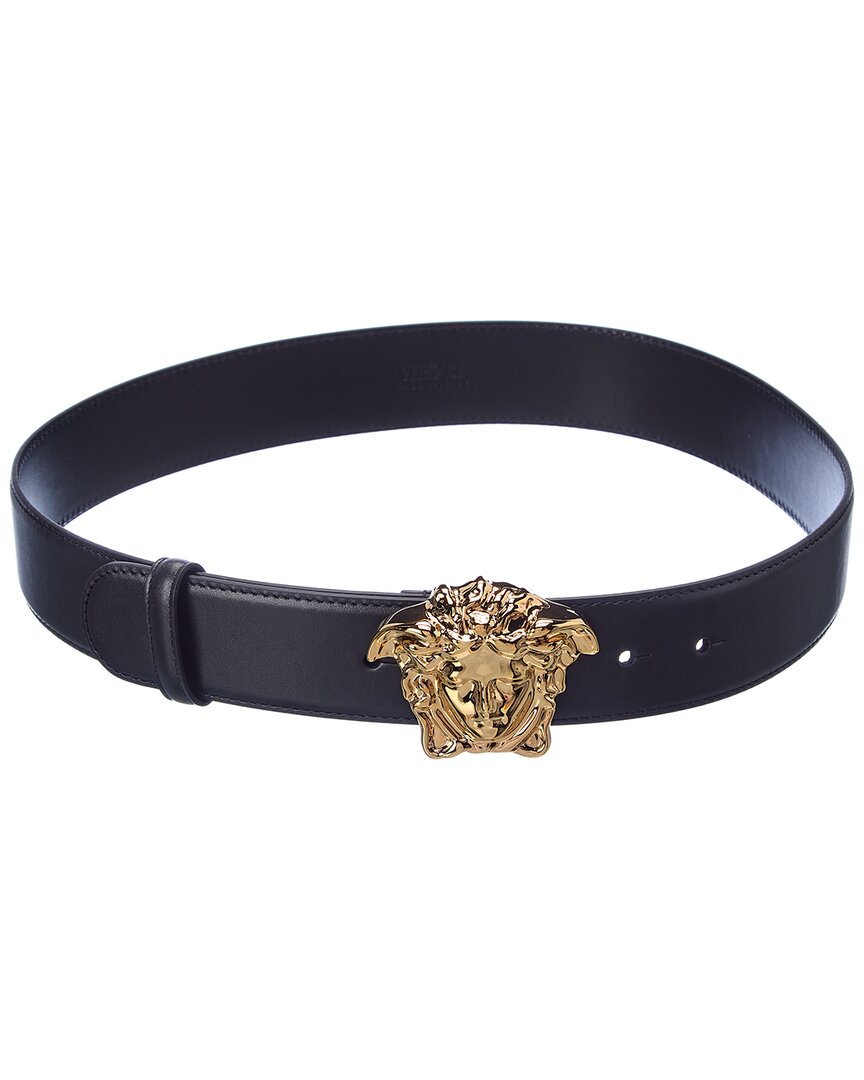 Medusa Leather Belt in Black - Versace Kids