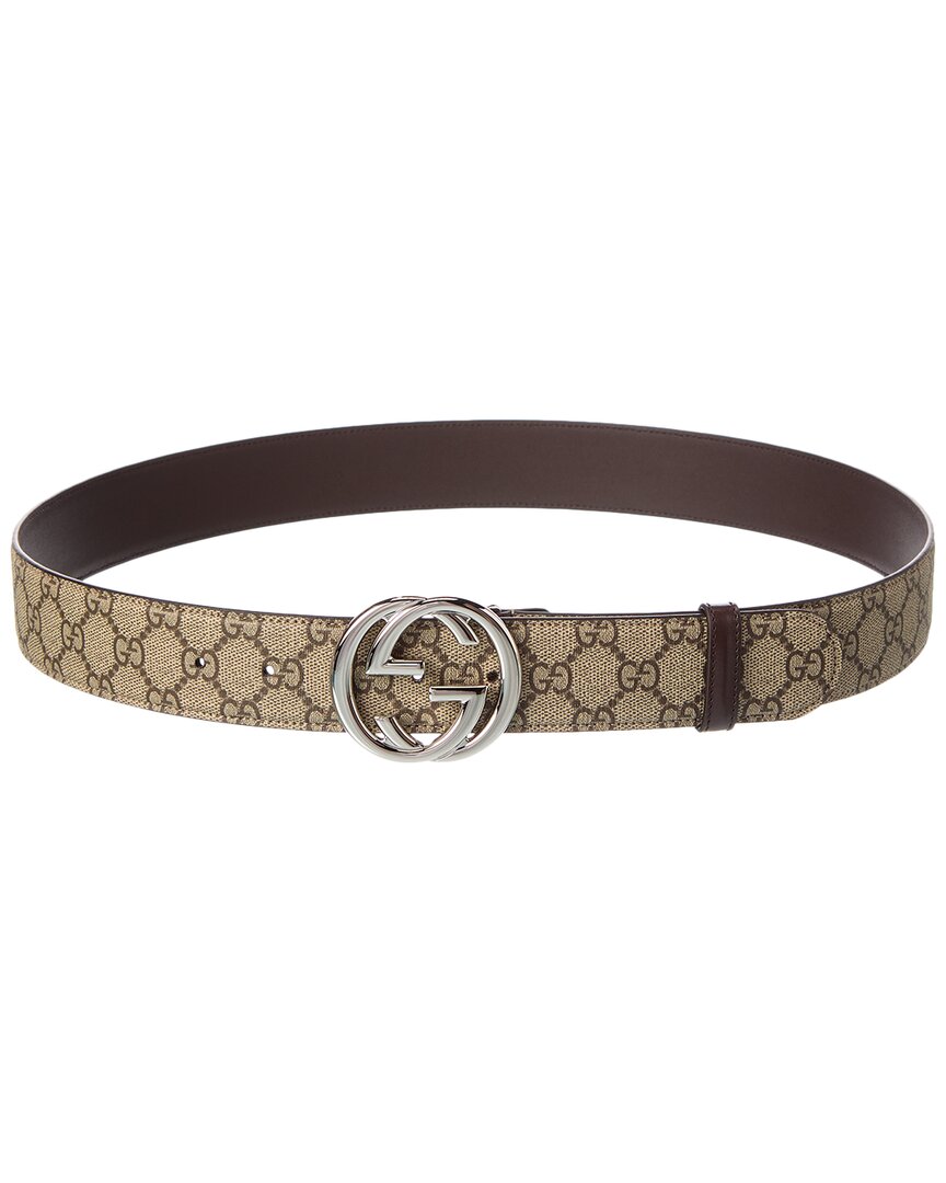 Gucci Interlocking G Gg Supreme Canvas & Leather Belt