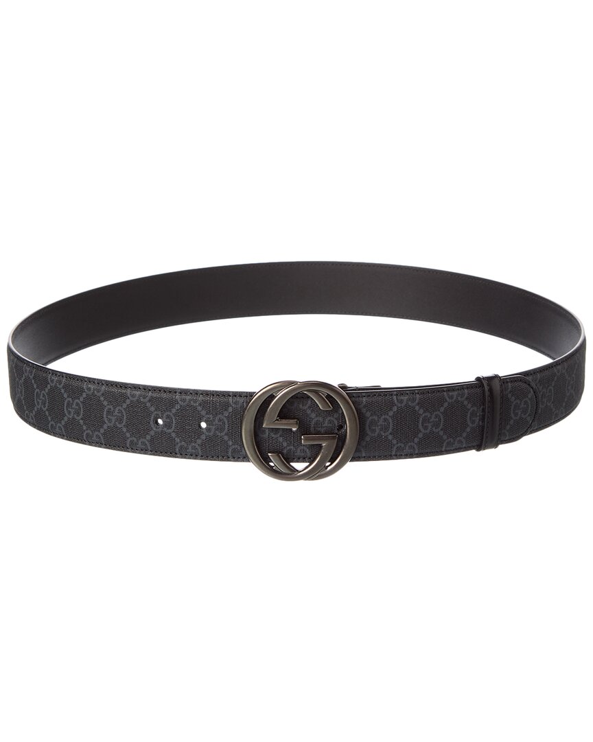 Gucci Interlocking G Gg Supreme Canvas & Leather Belt