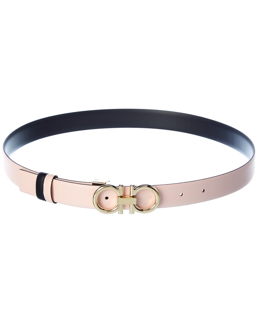 Ferragamo Reversible Gancini Calfskin Leather Belt In Pink