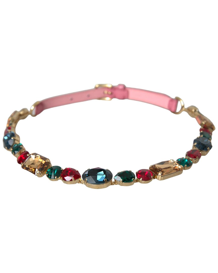 Dolce & Gabbana Leather-trim Belt In Gold