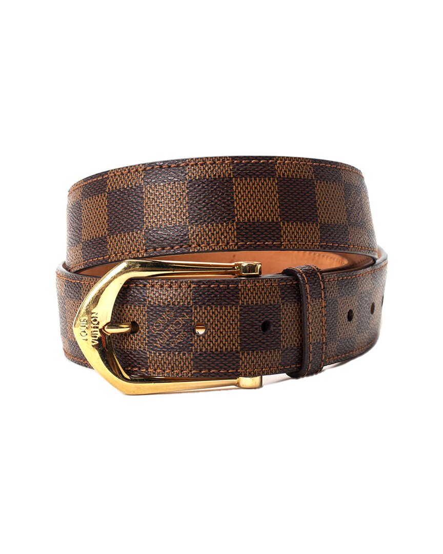 Pre-owned Louis Vuitton Coated Canvas Damier Ebene Buckle Belt, Size 30 (authentic Pre- Loved)