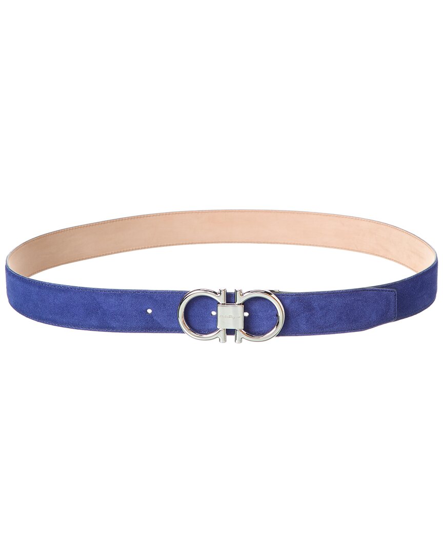 Ferragamo Gancini Adjustable Suede Belt In Purple