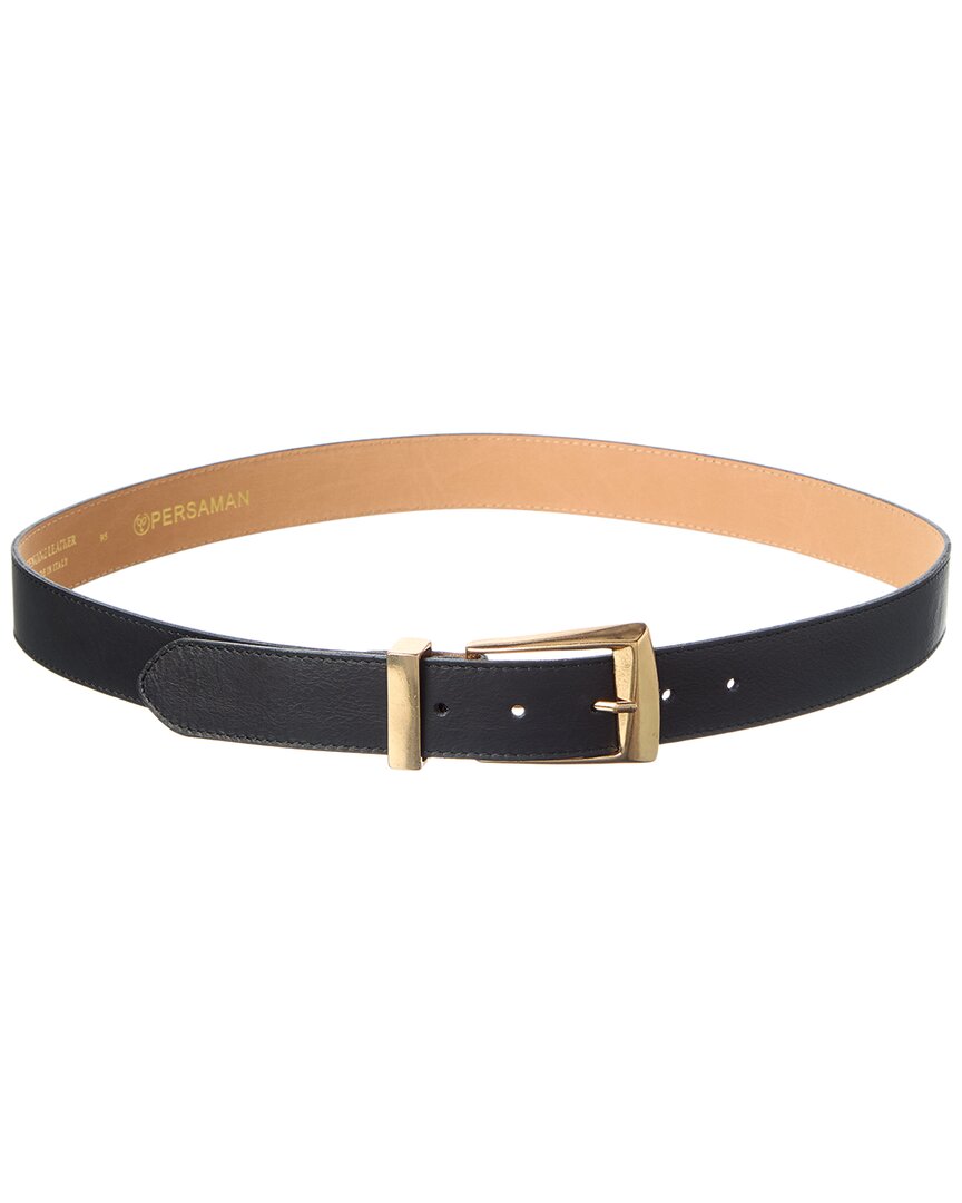 Persaman New York Meadow16 Leather Belt In Black