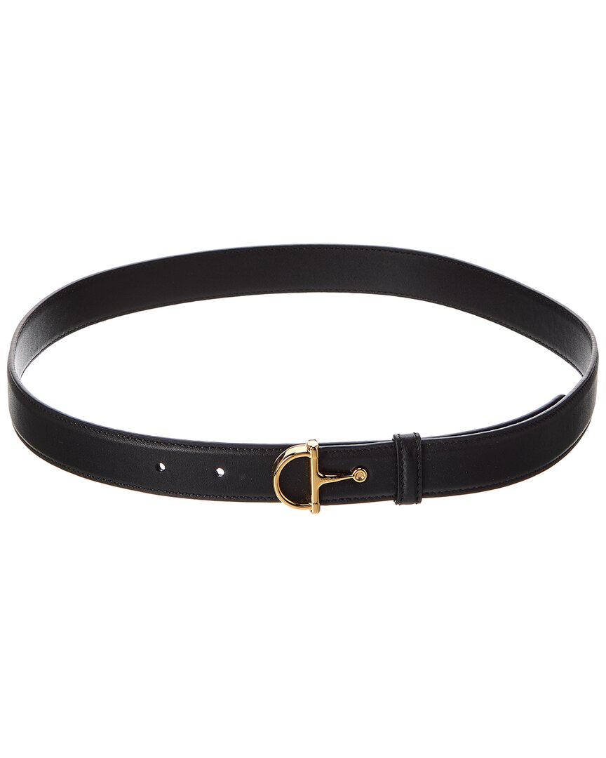 Gucci Thin Belt With Half-horsebit Buckle In Black