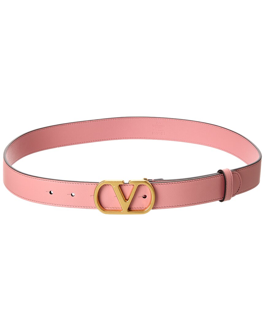 Valentino Garavani Valentino Vlogo Signature Leather Belt In Pink
