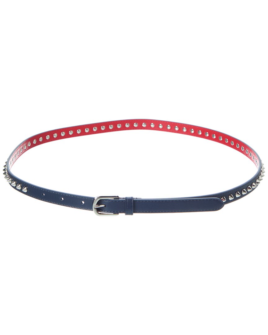 Christian Louboutin Cabata Spike Leather Belt In Blue