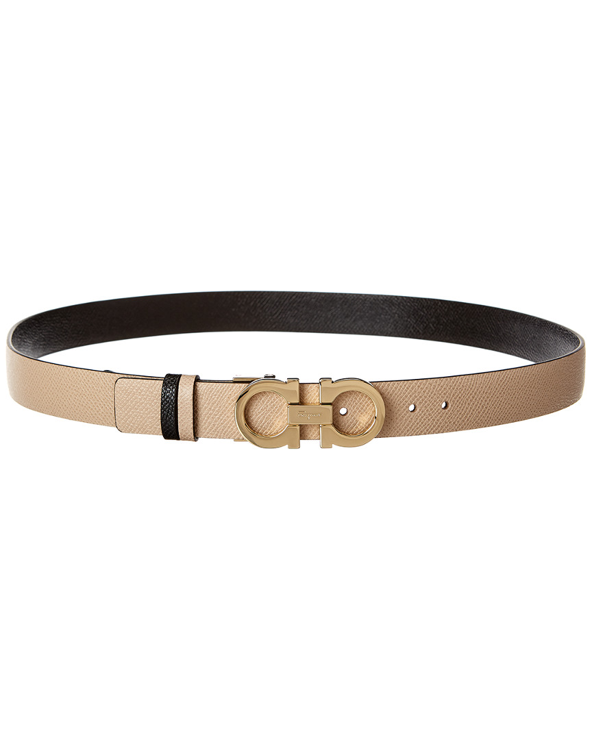 Ferragamo Gancini Reversible & Adjustable Leather Belt In Black