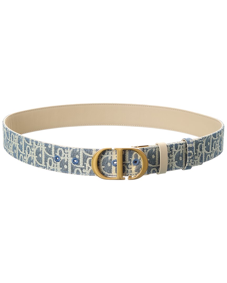 Dior 30 Montaigne Reversible Canvas & Leather Belt In Pink