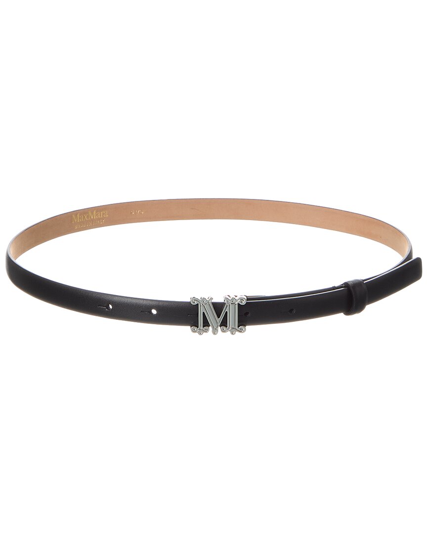 Max Mara Graziata Leather Belt In Black
