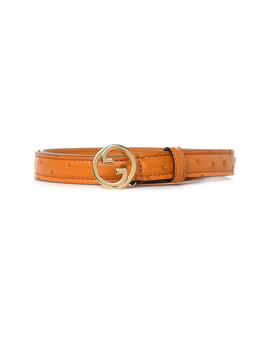 Gucci Ostrich 30mm Blondie Belt 80 32 (authentic Pre-loved) In Orange