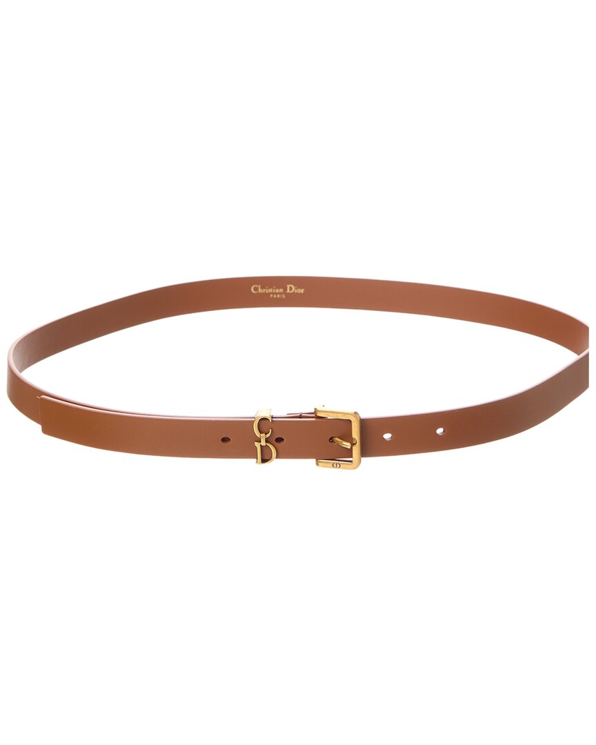 Dior Saddle Loop Leather Belt In Brown